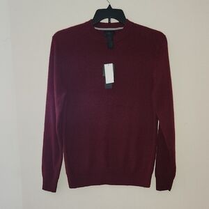 NWT, Magaschoni Burgundy Wine Cashmere Sweater Man Sz S